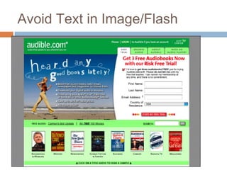 Avoid Text in Image/Flash
 