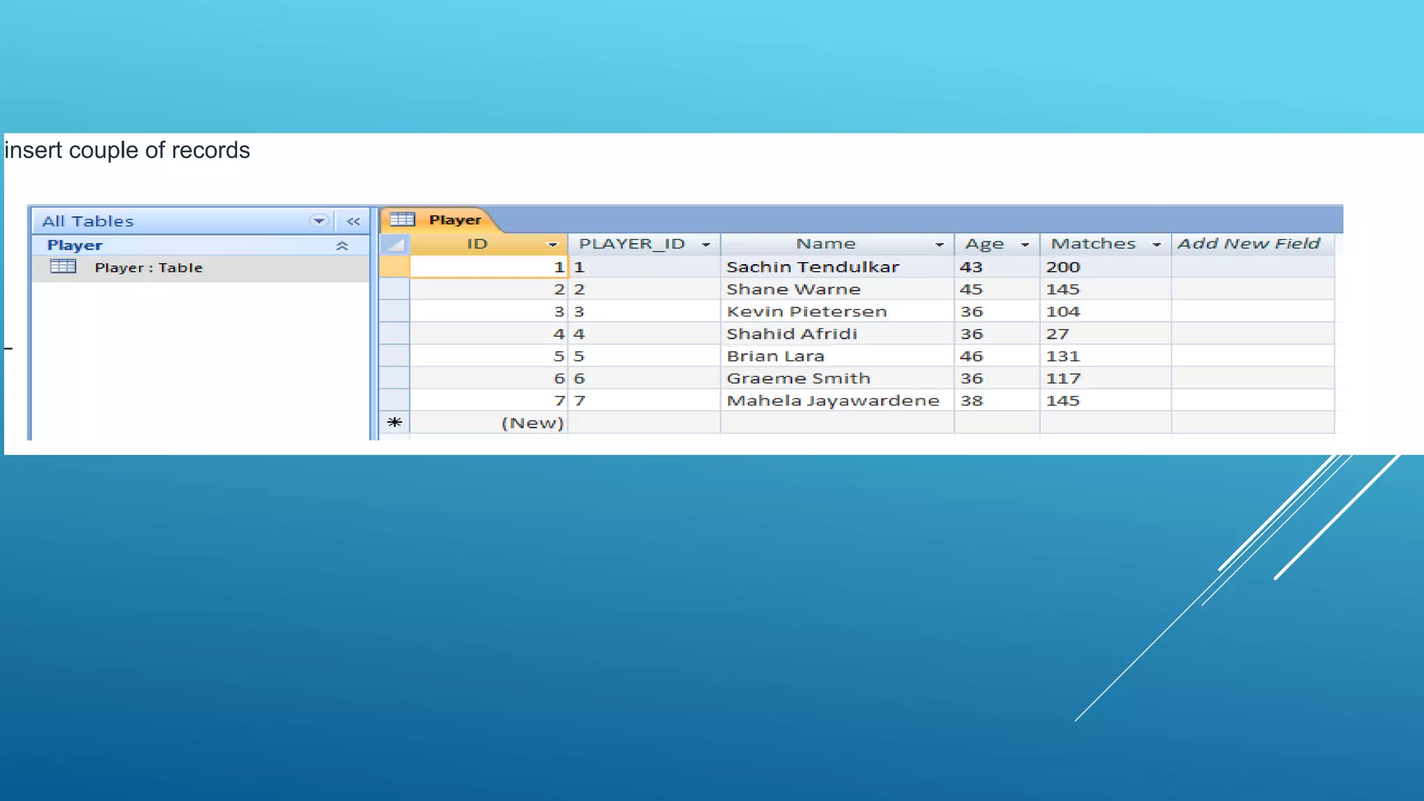 insert couple of records
 