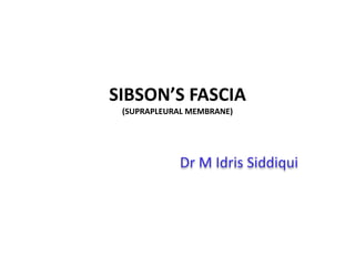 SIBSON’S FASCIA
(SUPRAPLEURAL MEMBRANE)
Dr M Idris Siddiqui
 