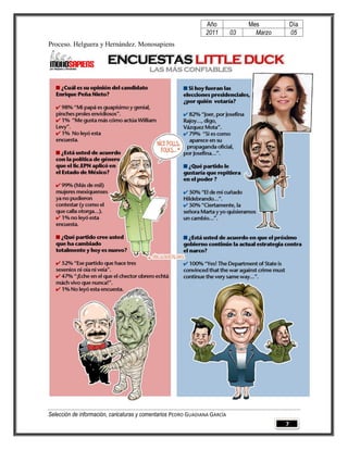 Año              Mes           Día
                                                                2011        03     Marzo       05
Proceso. Helguera y Hernández. Monosapiens




Selección de información, caricaturas y comentarios PEDRO GUADIANA GARCÍA
                                                                                           7
 