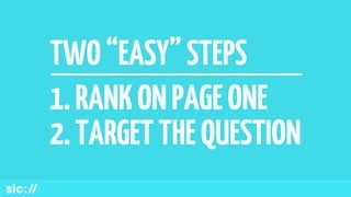 1.RANKONPAGEONE
2.TARGETTHEQUESTION
TWO“EASY”STEPS
 