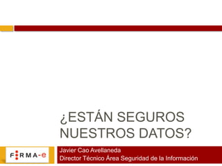 ¿Están seguros nuestros datos? Javier Cao Avellaneda Director Técnico Área Seguridad de la Información 