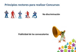 8
No discriminación
Publicidad de las convocatorias
Principios rectores para realizar Concursos
 