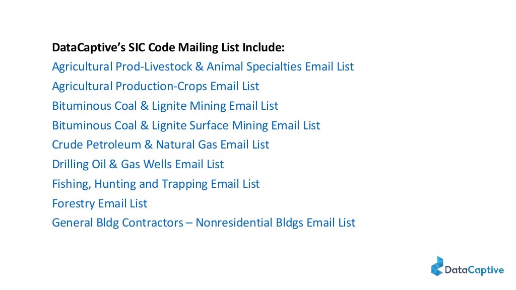 SIC Code Email And Mailing List