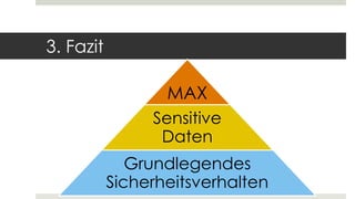 3. Fazit
MAX
Sensitive
Daten
Grundlegendes
Sicherheitsverhalten
 