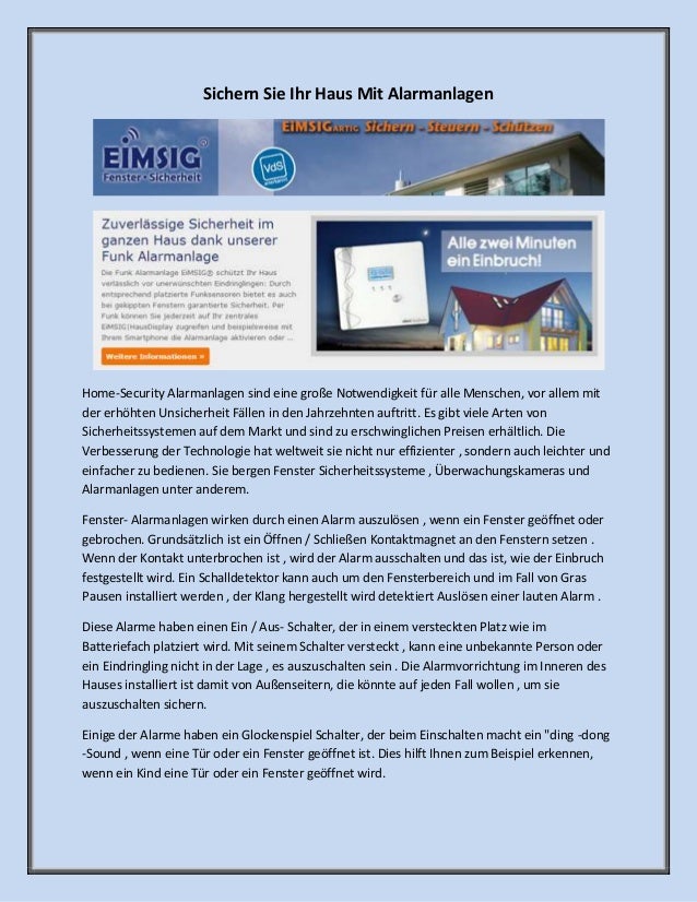 Sichern Sie Ihr Haus Mit Alarmanlagen