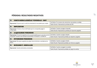 37
PÉRDIDAS: RESULTADOS NEGATIVOS
 