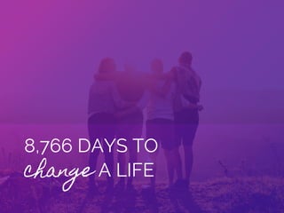8,766 DAYS TO
change A LIFE
 