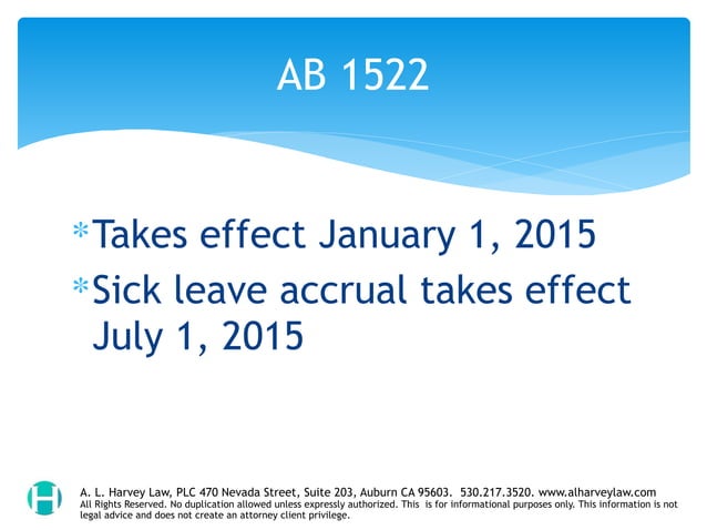 California Sick Leave Law Ppt