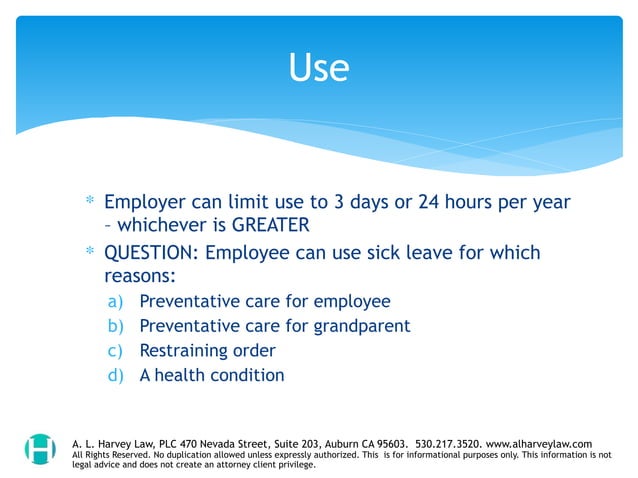 California Sick Leave Law Ppt