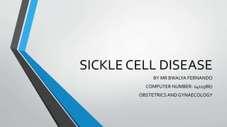 SICKLE CELL DISEASE
BY MR BWALYA FERNANDO
COMPUTER NUMBER: 14115867
OBSTETRICS AND GYNAECOLOGY
 