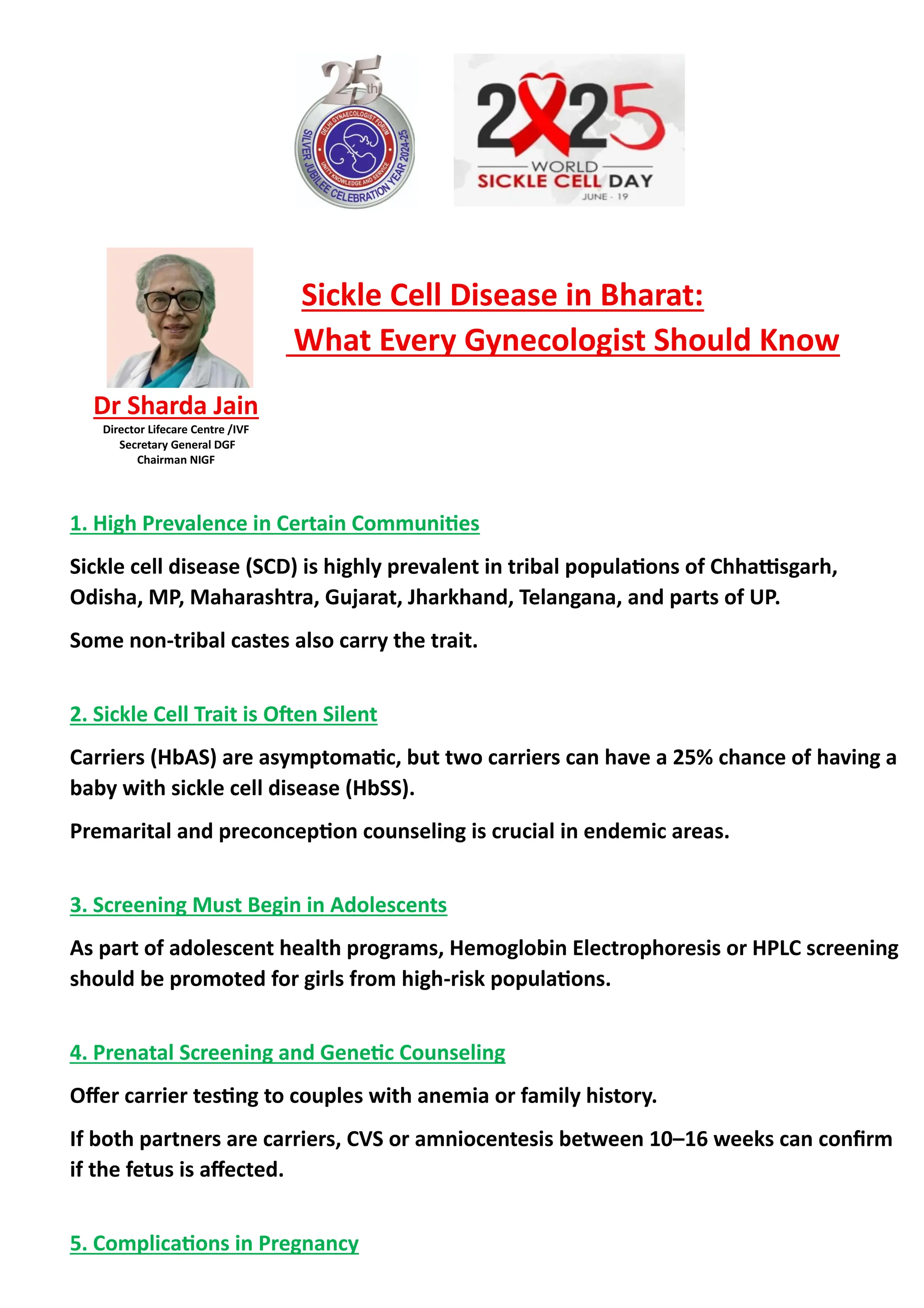 Sickle Cell Disease in Bharat: Every Gynecologist Should Know | PDF