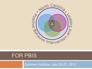 LEADERSHIP & COACHING
FOR PBIS
   Summer Institute, July 26-27, 2012
 