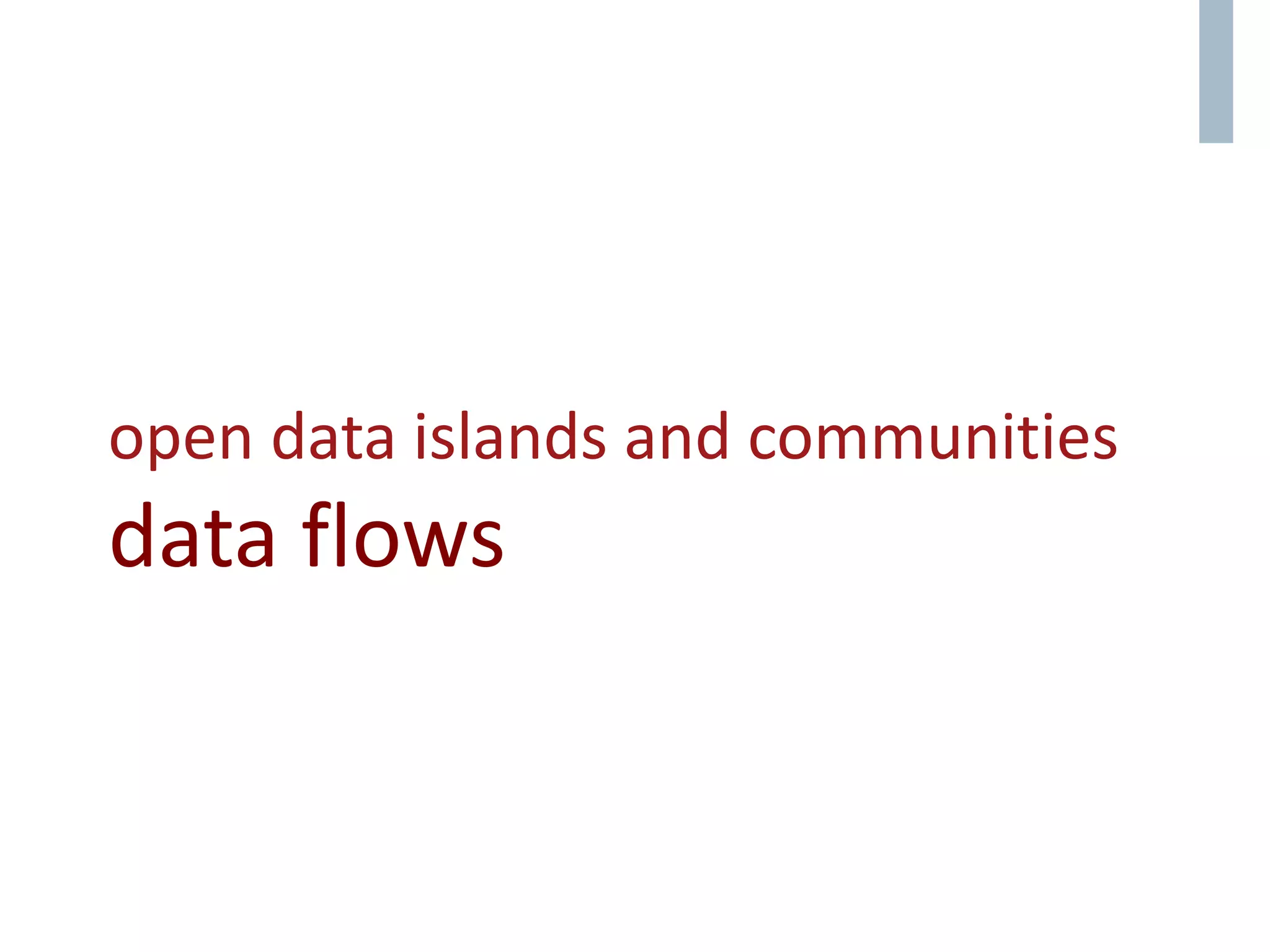 open data islands and communities
data flows
 