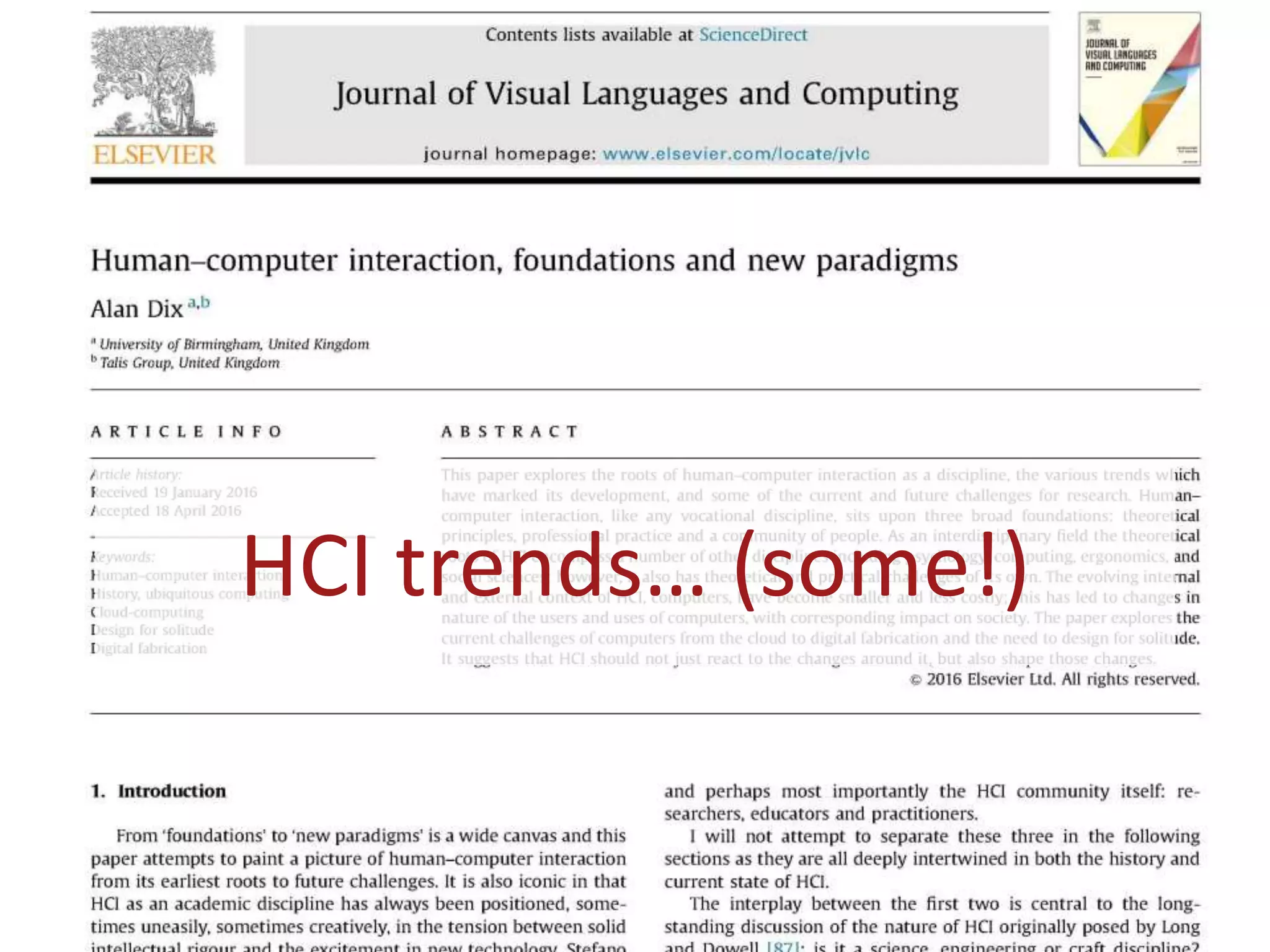HCI trends… (some!)
 