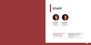 72 73
STAFF
CHIARA MENGOLI
Safety Specialist
Area Sicurezza
chiara.mengoli@fav.it
Tel. 051.4151911
GIADA SACRIPANTI
Product Specialist
Area Sicurezza
giada.sacripanti@fav.it
Tel. 051.4151960
FONDAZIONE ALDINI VALERIANI
via Bassanelli 9/11, Bologna
tel. 051/4151911, fax 051/4151920
formazioneaziendale@fav.it
CAMPO PROVE - PIÙ SICUREZZA
Andrea Zaratani / andrea.zaratani@piusic.it
via Pasquala 4/K, Imola
tel. 0542/367139, fax 0542/367305
segreteria@piusic.it
 