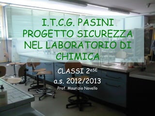 I.T.C.G. PASINI
PROGETTO SICUREZZA
NEL LABORATORIO DI
CHIMICA
CLASSI 2eSE
a.s. 2012/2013
Prof. Maurizio Novello
 