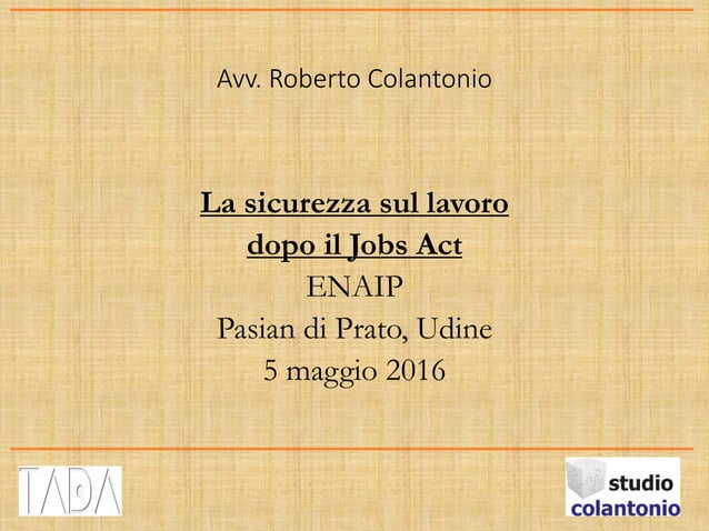Sicurezza sul lavoro slides pdf | PDF