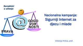 Nacionalna kampanja:
Sigurniji Internet za
   djecu i mlade



      Viktorija Hržica, prof.
 
