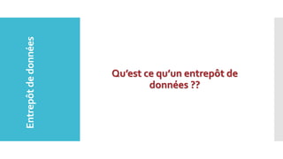 Qu’est ce qu’un entrepôt de
données ??
Entrepôtdedonnées
 