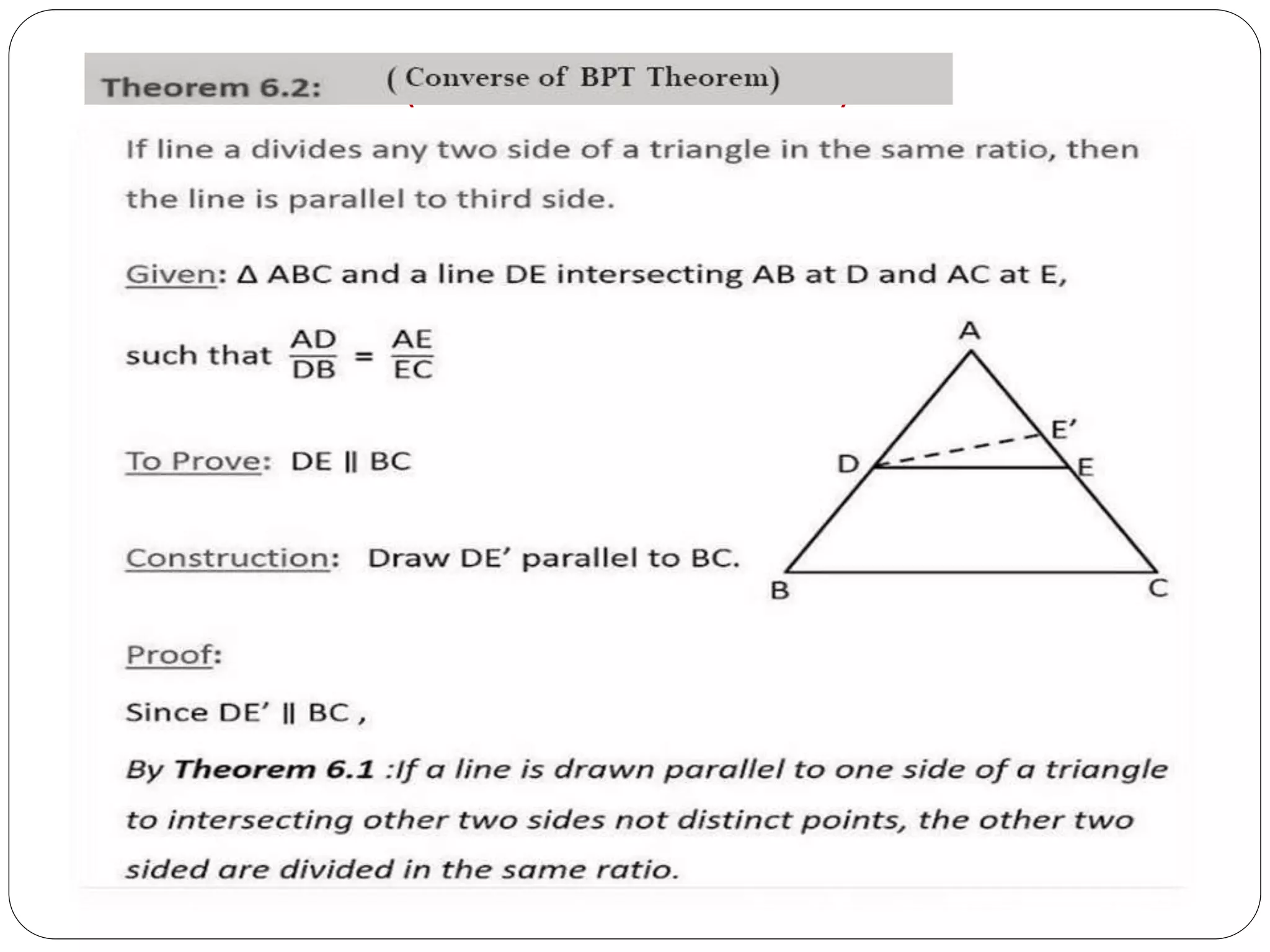 ( Converse of BPT Theorem)
 