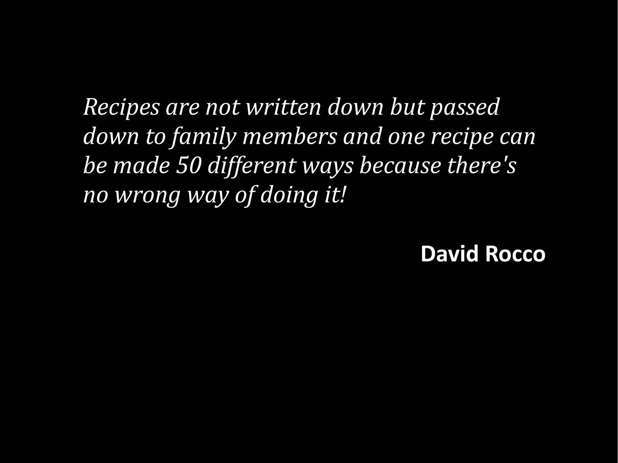 #kanban




Recipes are not written down but passed
down to family members and one recipe can
be made 50 different ways because there's
no wrong way of doing it!

                                                   David Rocco




        sales@toolsforagile.com   @toolsforagile    facebook.com/ToolsForAgile
 