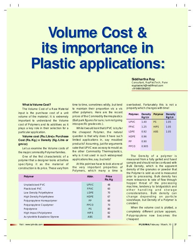 PVC volume cost, How to use Fillers judicously
