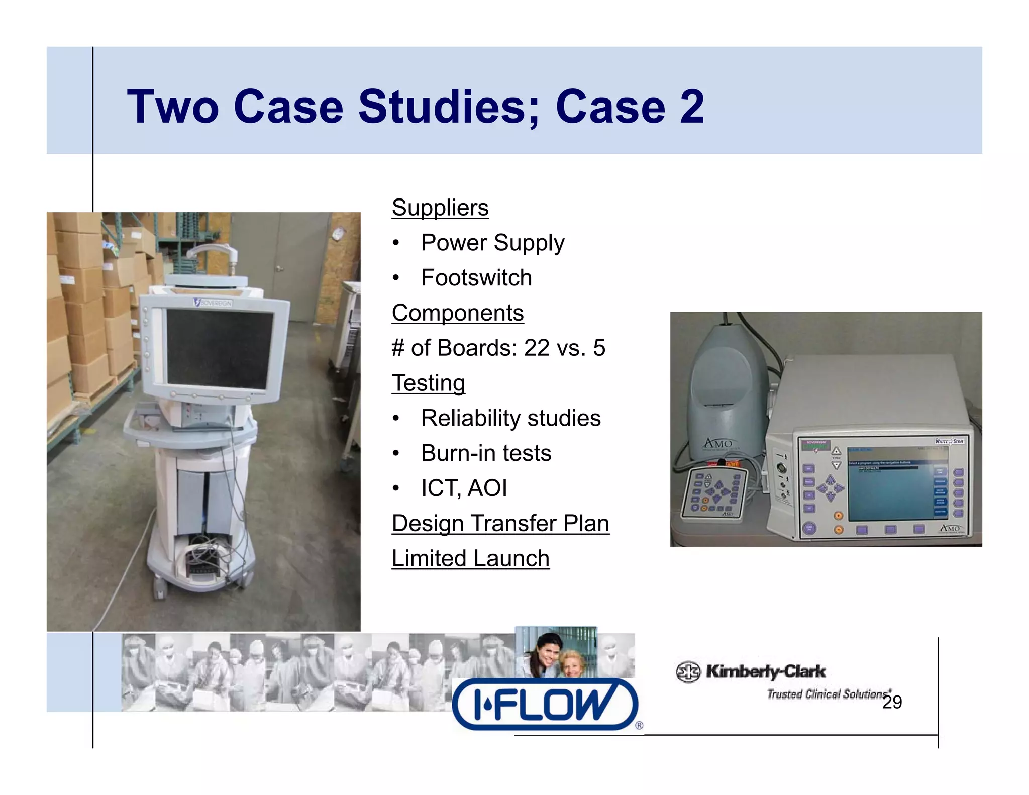 Two Case Studies; Case 2
          Suppliers
          • Power Supply
          • Footswitch
          Components
          # of Boards: 22 vs 5
                           vs.
          Testing
          • Reliability studies
          • BBurn-in t t
                  i tests
          • ICT, AOI
          Design Transfer Plan
          Limited Launch




                                  29
 