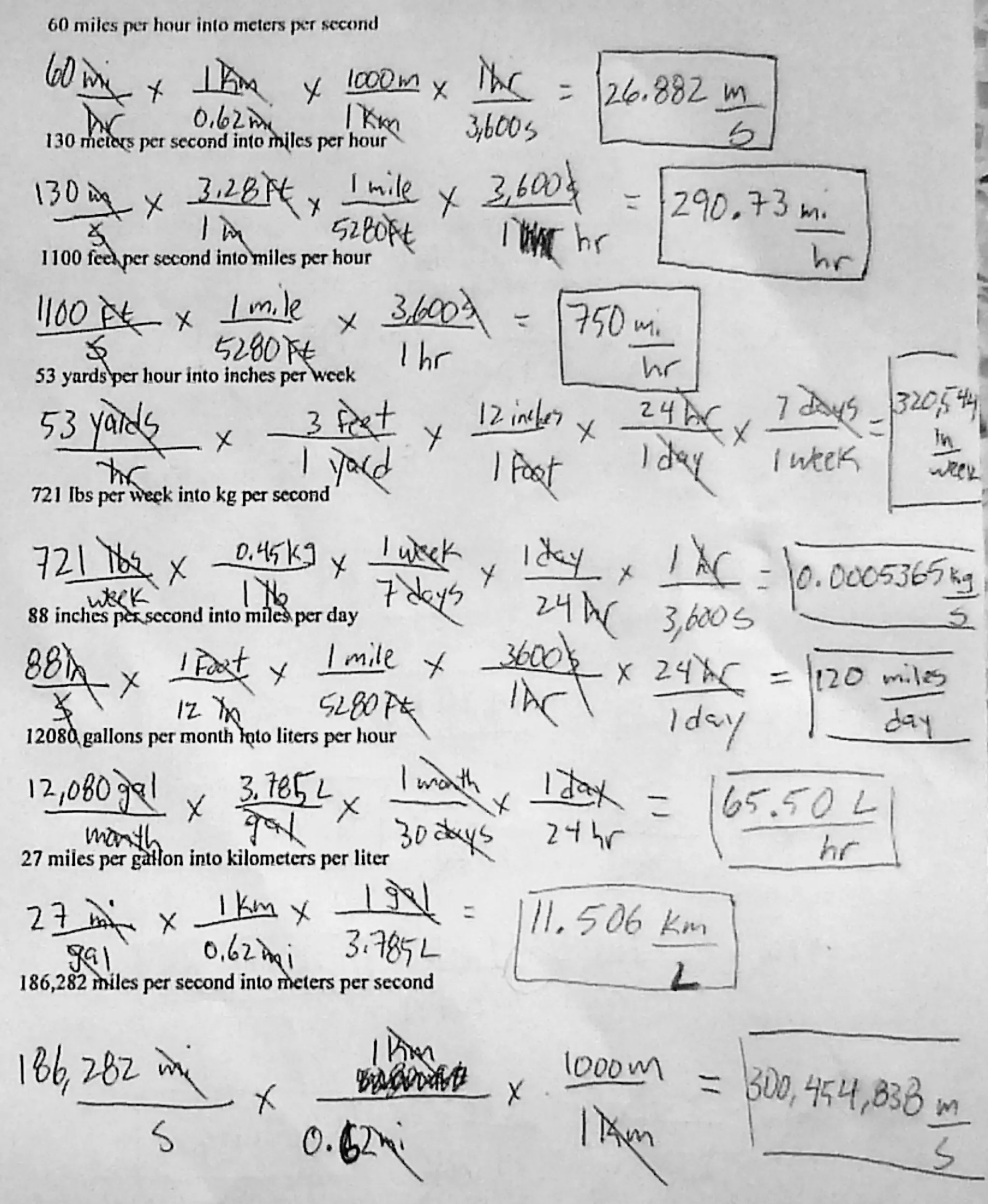 Answers to Unit Conversions Side 2 | PDF