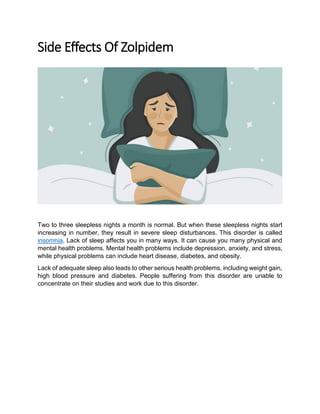 Side Effects Of Zolpidem