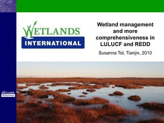 Wetland management
     and more
comprehensiveness in
 LULUCF and REDD
Susanna Tol, Tianjin, 2010
 