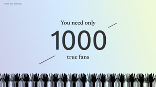 The Side Project Accelerator by David Tintner & Sagi Shrieber
PART 2/2: WRITING
1000
You need only
true fans
The Side Project Accelerator by David Tintner & Sagi Shrieber
 