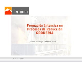 September 3, 2013
Formación Intensiva en
Procesos de Reducción
COQUERIA
Carlos Zubillaga – Abril de 2008
 