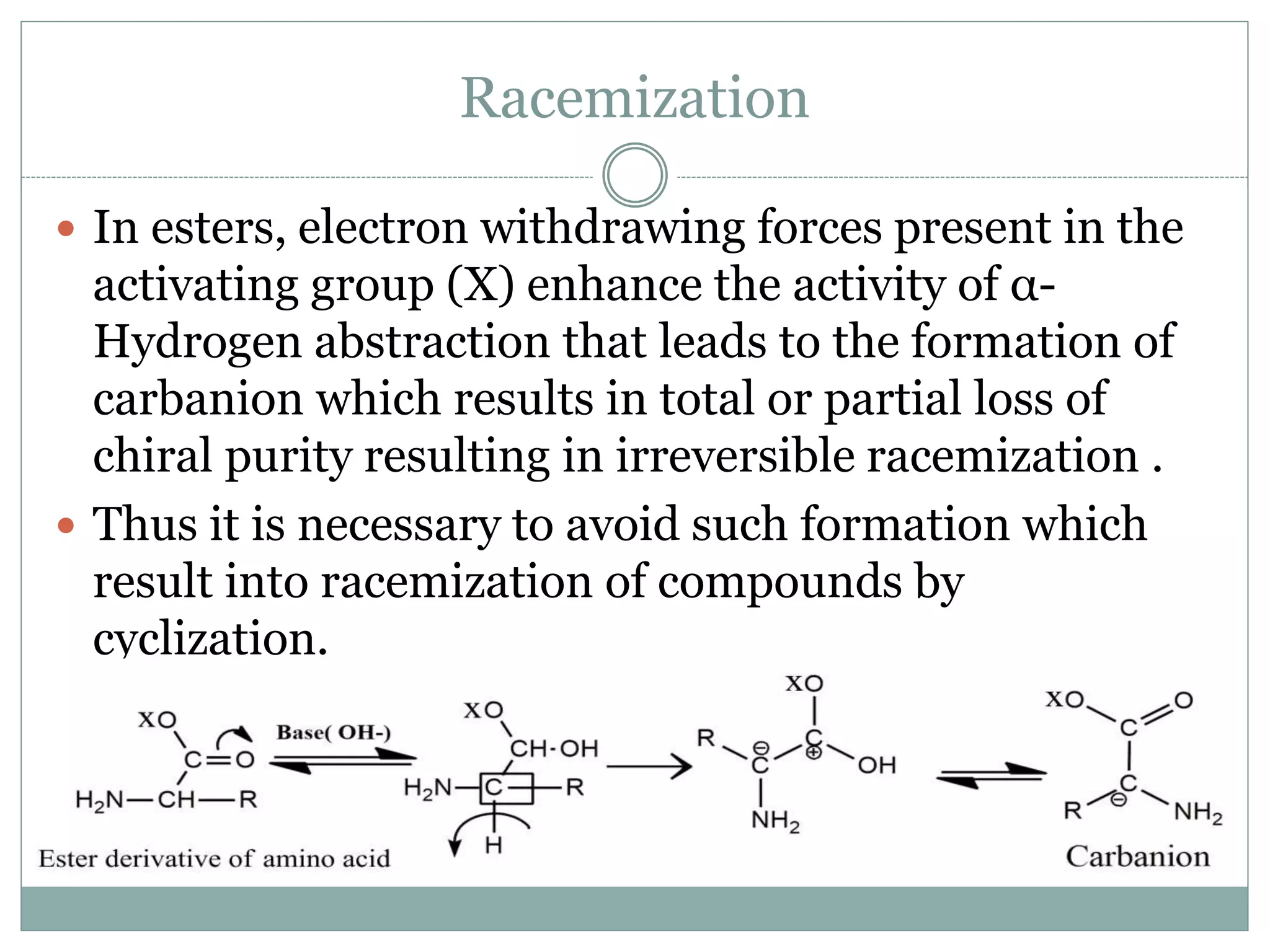 Alpha Hydrogen Racemerization Side reaction in peptide synthesis | PPTX