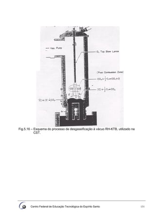 Centro Federal de Educação Tecnológica do Espírito Santo 131
Fig.5.16 – Esquema do processo de desgaseificação à vácuo RH-KTB, utilizado na
CST.
 
