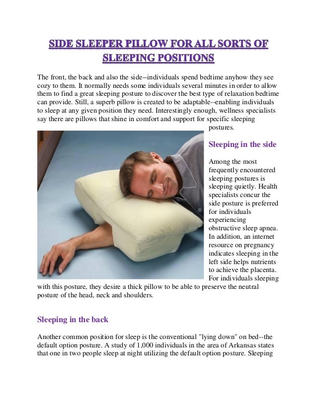 Side Sleeper Pillow For All Sorts Of Sleeping Positions