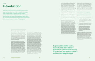 Ch—6 208 209Stage Gates and Risk Mitigation
The stage-gate approach requires Sidewalk
Labs to earn the right to proceed to succes-
sive project stages, rather than receiving the
contractual right to complete the project at
the outset. At each stage, Sidewalk Labs must
satisfy key project milestones set out in the
Implementation Agreements, and, in the pro-
cess, prove the effectiveness and commer-
cial viability of its innovation strategy before
applying it to third parties.
As reflected in the table at the end of this
section, the proposed stage gates track the
key planning, construction, and expansion
phases of the project. Sidewalk Labs must
satisfy milestones before moving from plan-
ning development of Quayside (Stage 1) to
construction of Quayside (Stage 2), to plan-
ning development of Villiers West (Stage 3),
to construction of Villiers West (Stage 4), and,
later, before the IDSG applies to the broader
IDEA District (Stage 5), and before Sidewalk
Labs becomes eligible for performance
For the final stage gates, the proposed proj-
ect milestones include key performance
targets. These specific quantitative targets
would track Waterfront Toronto’s priority
outcomes and would be negotiated as part of
the Implementation Agreements. By satisfying
these performance targets (such as reduc-
ing greenhouse gas emissions to a particular
extent), Sidewalk Labs would demonstrate
the effectiveness of its overall approach. In
the event that Sidewalk Labs does not deliver,
the public administrator would not apply the
IDSG beyond Quayside and Villiers West, where
Sidewalk Labs would serve as lead developer
of real estate and advanced systems. More-
over, Sidewalk Labs would not earn a perfor-
mance payment.
The following table reflects the proposed
milestones that define each stage gate, the
obligations that Sidewalk Labs must fulfill to
move beyond the stage gates, the obligations
of Waterfront Toronto and its government
stakeholders for Sidewalk Labs to proceed
with its investment, and the implications for
achieving or failing to achieve at each stage.
The table provides an estimated date for com-
pletion of each stage gate, although these are
subject to change as the project proceeds.
The timing also depends on the timeframe for
approvals needed from Waterfront Toronto
and the governments to advance the different
payments (Stage 6). Initially, Sidewalk Labs’
role would be restricted to Quayside, where it
would serve as lead developer of real estate
and advanced systems. To pass through the
Quayside stage gates and undertake similar
responsibilities for Villiers West, Sidewalk Labs
must satisfy a series of project milestones.
At the planning stage, these include submit-
ting a development application that matches
the MIDP vision, including for affordable hous-
ing, sustainability, and other key elements,
and securing the promised investment in a
tall timber factory. At the construction phase,
these include Sidewalk Labs delivering on its
LRT financing commitment if required and
preparing the initial set of standards and
guidelines constituting the IDSG. If Sidewalk
Labs is unable to achieve these project mile-
stones, the company would not be entitled to
vertically develop Villiers West and the public
administrator would not apply its innovation
strategy to the IDEA District overall.
project elements, which are necessary condi-
tions for Sidewalk Labs to fulfill its obligations.
After Waterfront Toronto approves the MIDP
as a basis for transaction, the parties would
endeavour to supplement and refine the stage
gates through negotiation, and to memorialize
them as contractual terms in the Implementa-
tion Agreements.
Separate and apart from the stage gates
described in the following table, Sidewalk
Labs would not proceed with construction
on Quayside absent key government actions.
These include:
	 Government approval of IDEA District
boundaries, potentially as a Commu-
nity Improvement Project Area, with an
approved policy framework and imple-
mentation timeline
	 A government commitment to advance
the LRT, which could proceed in phases
	 The assembly of lands constituting
Villiers West, and a commitment to
sell such lands to Sidewalk Labs in
accordance with the Implementation
Agreements
In addition to stage gates, the Implementation
Agreements would incorporate a series of off-
ramps for each party, providing fair financial
and contractual remedies should the project
not proceed as planned. These off-ramps
would relate to milestones in the project time-
line and to the delivery of contractual commit-
ments by all parties.
To protect the public sector,
SidewalkLabs must achieve
performance milestones at every
stage to earn the right to advance
to successive project stages.
Sidewalk Labs proposes a phased implementation
approach and a series of risk mitigation strategies
that together seek to ensure that the project
advances incrementally, protects the public sector
and third parties, and has the greatest opportunity
for success. Most importantly, the overall transaction
is structured around a series of stage gates.
Introduction
Ch–6
 