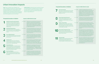 Ch—4 192 193Achieving Waterfront Toronto‘s Priority Outcomes
Ubiquitous Connectivity Internet Network
A ubiquitous connectivity internet network —
powered by a new Super-PON technology that
reaches faster speeds with less equipment —
could provide households and businesses with
a secure personal network across an entire
neighbourhood.
Standardized Physical Mounts
Standardized physical mounts connected to
power would reduce the cost of deploying digital
innovations, serving as an “urban USB port”
of sorts.
Open, Published Standards
Open, published standards would make properly
protected urban data accessible to the commu-
nity in real time.
Urban Data Trust
A proposed Urban Data Trust would build on
existing Canadian privacy laws to oversee the
review and approval of all digital innovations that
propose to use or collect urban data.
Responsible Data Use
Clear Responsible Data Use Guidelines (such as
making de-identified or non-personal data pub-
licly accessible by default) and a publicly trans-
parent Responsible Data Use Assessment would
help ensure responsible innovation.
Security and Resiliency
A best-in-class approach to security and
resiliency would be designed to prevent disrup-
tions, rapidly detect them, and rapidly restore
functionality.
Open Access Channels
Open access channels located under removable
pavers allow for easy utility access and greater
flexibility to incorporate new systems as they are
developed over time.
Shared Programming Infrastructure
Shared programming infrastructure, such
as projectors and lighting options, would
enable communities to program open spaces
themselves.
Outdoor-Comfort System
A proposed outdoor-comfort system (featur-
ing Raincoats to shelter sidewalks, Fanshells to
cover open spaces, and Lanterns to block wind)
could dramatically increase the amount of time it
is comfortable to be outside.
Real-Time Map of Public Realm Assets
A real-time map of public realm assets — includ-
ing park benches and landscaped gardens —
would enable proactive maintenance and keep
spaces in good condition.
Generative Design
A digital planning tool called “generative design”
could help planners identify opportunities
to achieve development objectives, such as
increased daylight, open space access, or density.
Deployed across the IDEA District, this advanced
connectivity would provide the foundation for
countless new services and solutions to emerge
within the urban innovation cluster. It would also
create momentum to deploy lower-cost Super-
PON technology, improving the equitable growth of
key digital infrastructure.114
The proposed standardized mount system could
cut the amount of time it takes to install a device
from 30 hours today to two hours, a 92 percent
savings of time and cost, enabling a wide array of
third parties to deploy urban innovations and pre-
venting vendor lock-in.
At the scale of the IDEA District, open standards
enable a broad range of third parties to build new
services or competitive alternatives to existing
ones, establishing a core condition for the urban
innovation cluster to thrive.115
Over the longer term, once this publicly-account-
able entity has benefited from many use cases
in Quayside, it could have broader coverage —
enabling an urban innovation cluster to grow while
protecting inclusion, privacy, and the public good.
Established by an independent entity such as the
Urban Data Trust, RDU Guidelines and Assess-
ments would help ensure that urban innovation
has a beneficial purpose — not falling into the trap
of being tech for tech’s sake — and that it remains
publicly accountable.
This approach would ensure that urban innova-
tions that use urban data or connectivity remain
protected from intentional actions, inadvertent
disruptions, or environmental events that could
disrupt digital services or infrastructure.116
In addition to facilitating utility access, open
access channels would provide communities with
greater flexibility to respond to changing needs,
enabling infrastructure transformations (such as
installing a new community garden) or new utility
systems (such as a new communications network
with higher performance capabilities) to be imple-
mented faster and at a lower cost.117
In Quayside and across the greater geography of
the IDEA District, shared public realm infrastruc-
ture would empower the community to program
public spaces, democratizing placemaking.118
In Quayside, this system would help to increase
comfortable hours by 35 percent. Applied through-
out the IDEA District, this weather-mitigation
system has the potential to double the number of
hours it is comfortable to be outdoors each year
across key spaces, drawing more people outdoors,
together.119
This map would serve as a single repository for
information about open spaces and related infra-
structure, enabling open-space managers to run
operations software on top of it, improving mainte-
nance, issue response, and proactive repairs. For
instance, a water pipe sensing system paired with
this map could ultimately save up to $200,000 a
year in preventing quotidian water leaks.120
Such a tool could help ensure that the wide array of
developers, architects, and designers who would
be responsible for building out the IDEA District
over time would maintain flexibility and creativity
in developing new ideas, while at the same time
ensuring that their proposals achieve key public
interest objectives.121
1
2
3
4
5
6
7
8
9
10
11
Urban innovation impacts
Proposed innovation or initiative Impact at IDEA District scale
Goal: Tackle complex urban problems, from
traffic congestion to energy use, using emerging
physical and digital tools, incorporating a series
of requirements, such as making data open by
default to ensure equitable access by third parties,
avoiding vendor lock-in and ensuring competition,
and enhancing data security and privacy.
Impact at IDEA District scaleProposed innovation or initiative
Topline impact: Catalyzing urban innovation through
the implementation of flexible physical conditions
and open digital conditions that together enable
third parties to create new solutions using urban
data in a responsible way.113
 