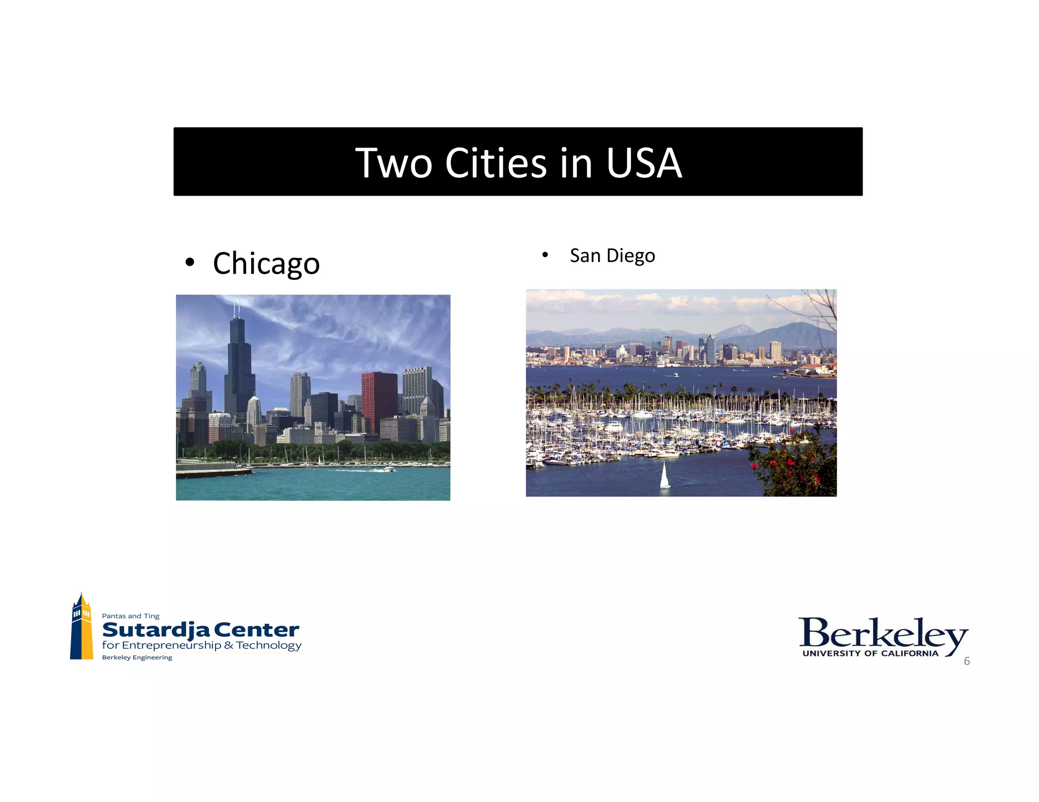 Two	Cities	in	USA
• San	Diego
6
• Chicago
 