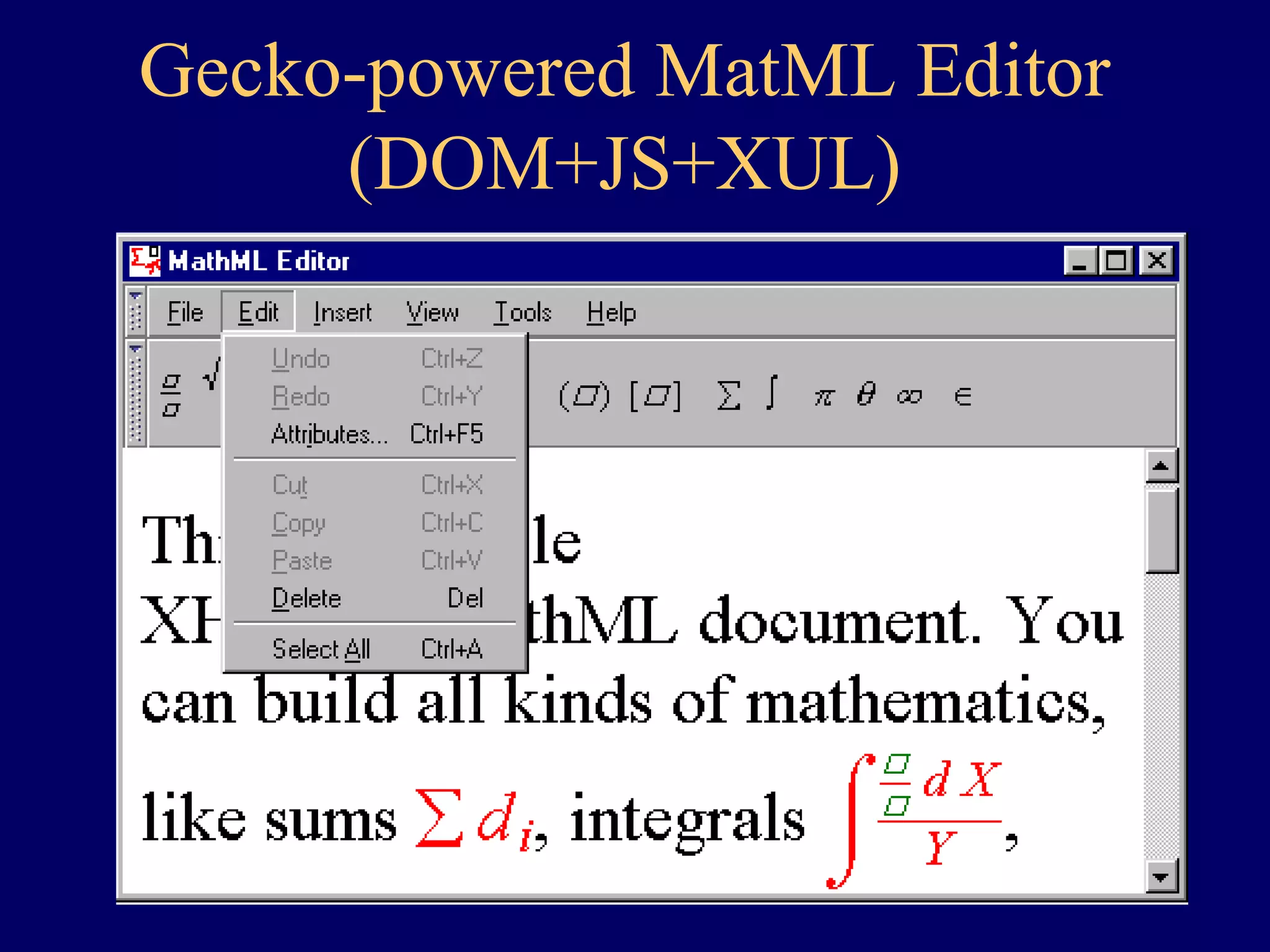 Gecko-powered MatML Editor (DOM+JS+XUL) 