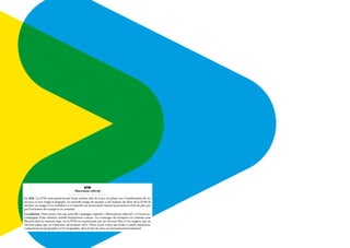 STM
                                      - Mouvement collectif -

Le défi : La STM avait grand besoin d’une refonte afin de rester en phase avec l’amélioration de ses
services et son virage écologique. La nouvelle image de marque a été inspirée du désir de la STM de
motiver ses usagers à se mobiliser et à rejoindre un mouvement faisant la promotion d’un air plus pur
par l’entremise du transport en commun.
La solution : Nous avons créé une nouvelle campagne, baptisée « Mouvement collectif », et l’avons ac-
compagnée d’une identité visuelle fraîchement conçue. Les avantages du transport en commun sont
illustrés dans le nouveau logo, où la STM est représentée par un chevron bleu et les usagers, par un
chevron jaune qui, en s’unissant, deviennent verts. Nous avons conçu une boîte à outils exhaustive,
comprenant la typographie et l’iconographie, dans le but de créer un environnement immersif.
 