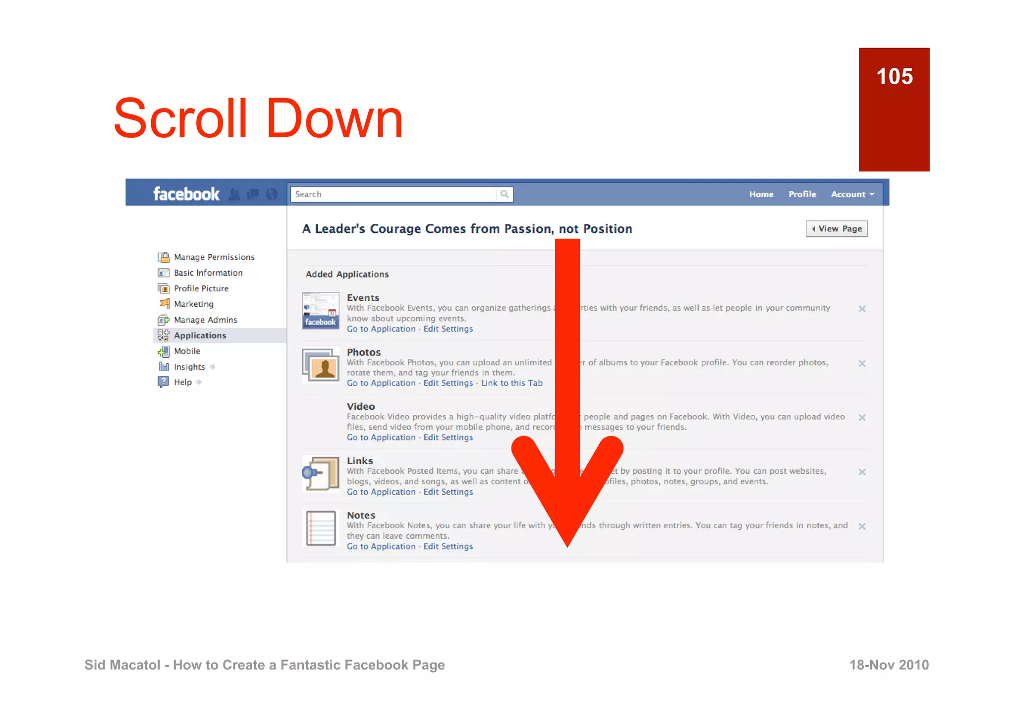 105

    Scroll Down




Sid Macatol - How to Create a Fantastic Facebook Page   18-Nov 2010
 