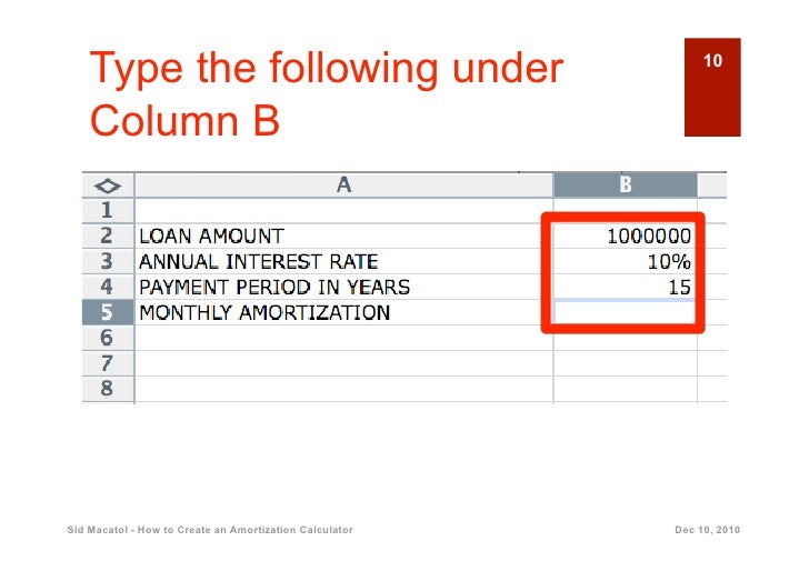 how to create an amortization calculator