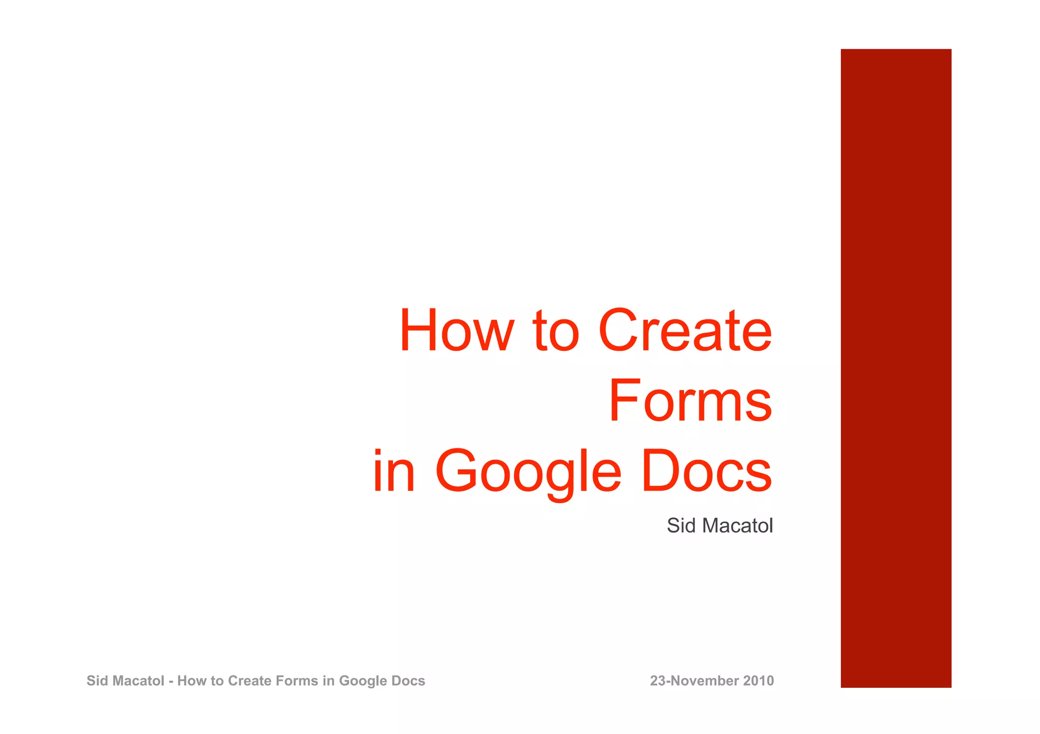 Google Docs Forms Guide | PPT