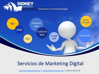 Servicios de Marketing Digital
www.SidneyMarketing.com | info@sidneymarketing.com | (+34) 91 536 01 63
 