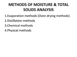 Total Solids Methods Comprehensive Analysis of Total Solids and Moisture in Food Products | PDF
