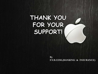 THANK YOU
 FOR YOUR
 SUPPORT!



    By
    F.Y.B.COM.(BANKING & INSURANCE)
 