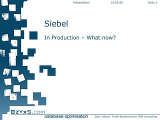 Siebel In Production – What now? 10.06.09 Präsentation Seite  