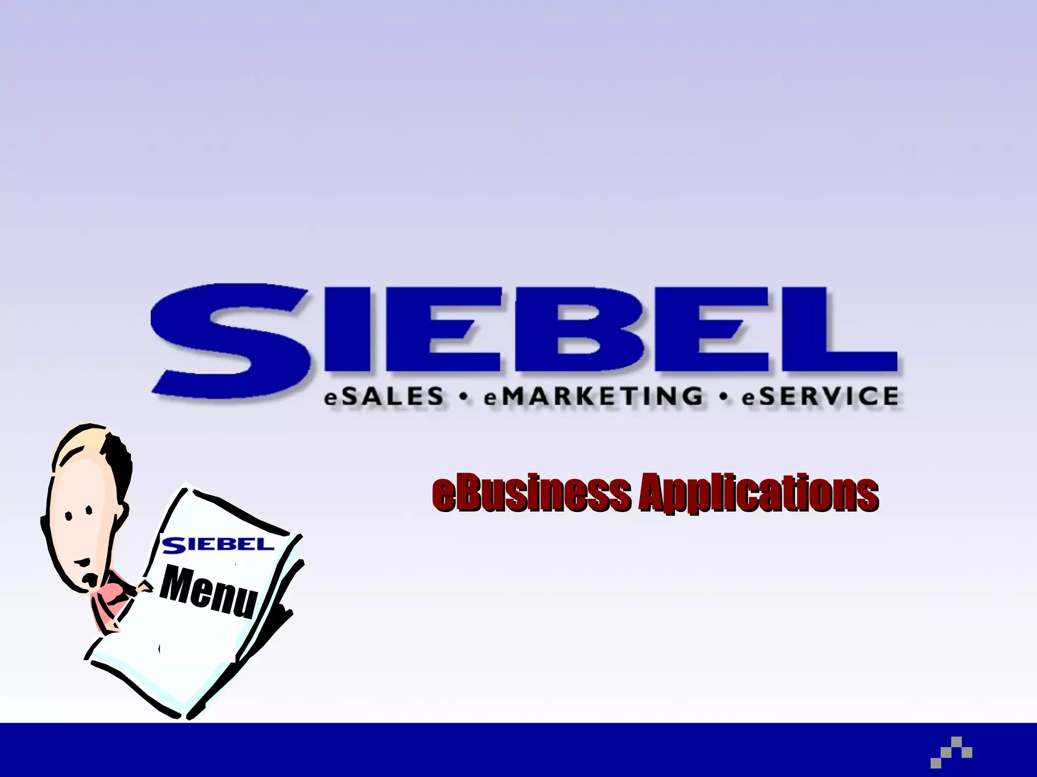 eBusiness Applications Menu 
