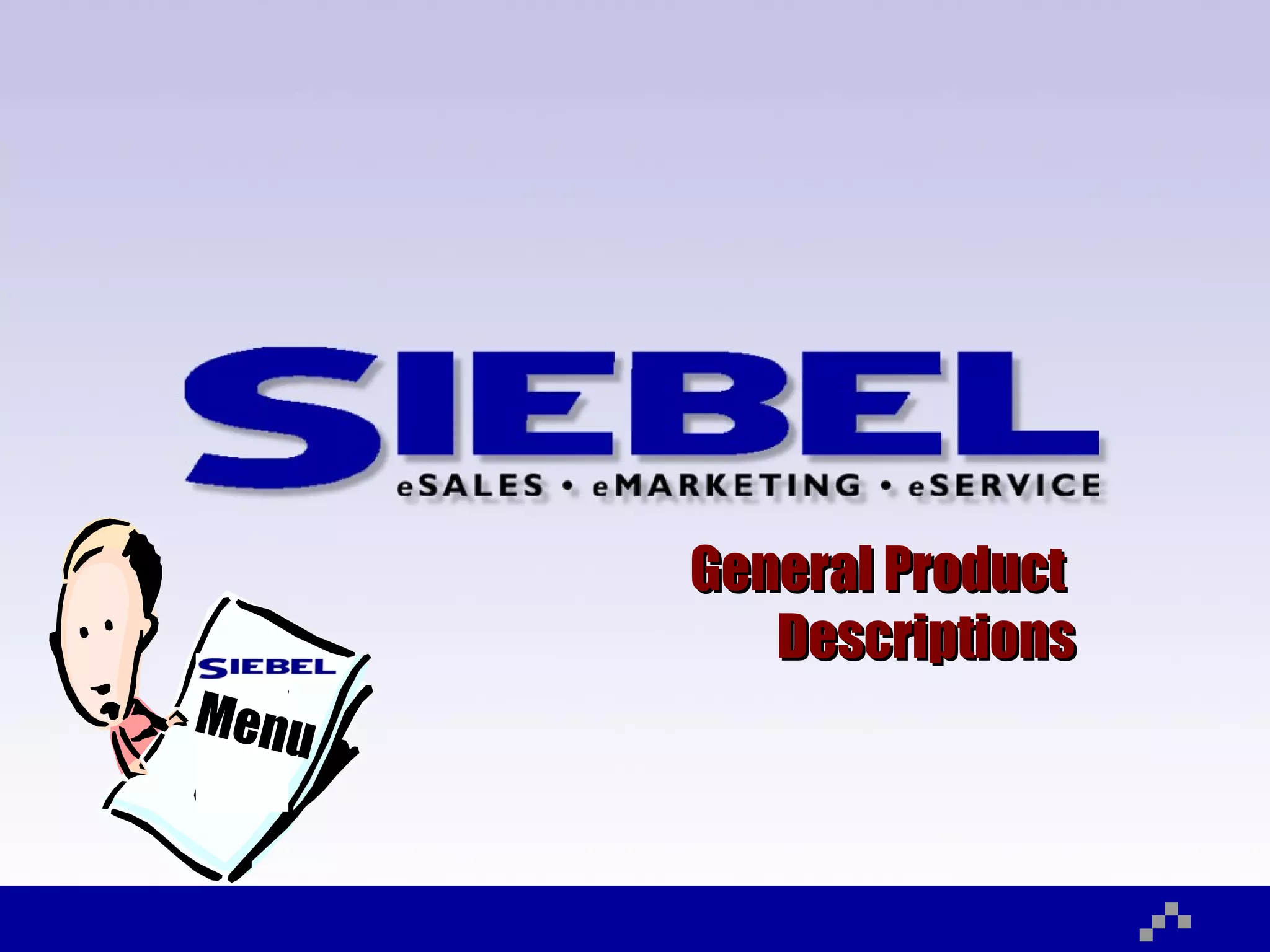 General Product  Descriptions Menu 